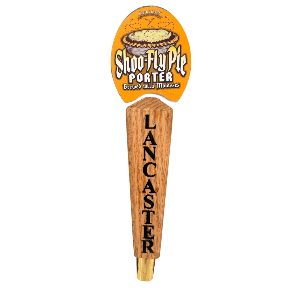 Lancaster Brewing Shoo Fly Pie Porter Beer Tap Handle Wood Oak Orange Barware